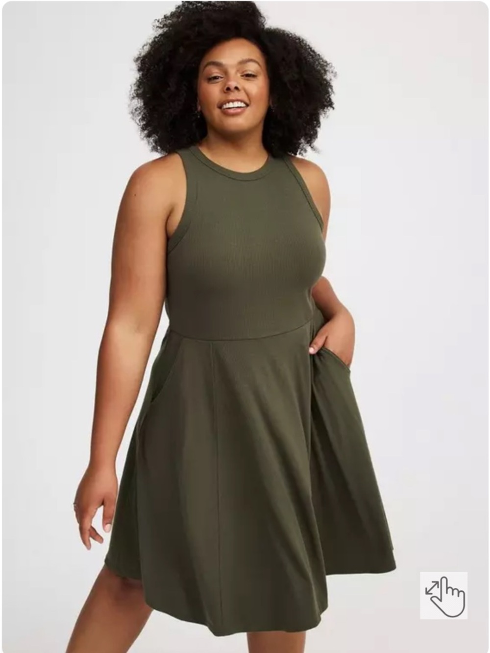 TORRID Sleeveless Olive Green Skater Mini Dress - Size XL